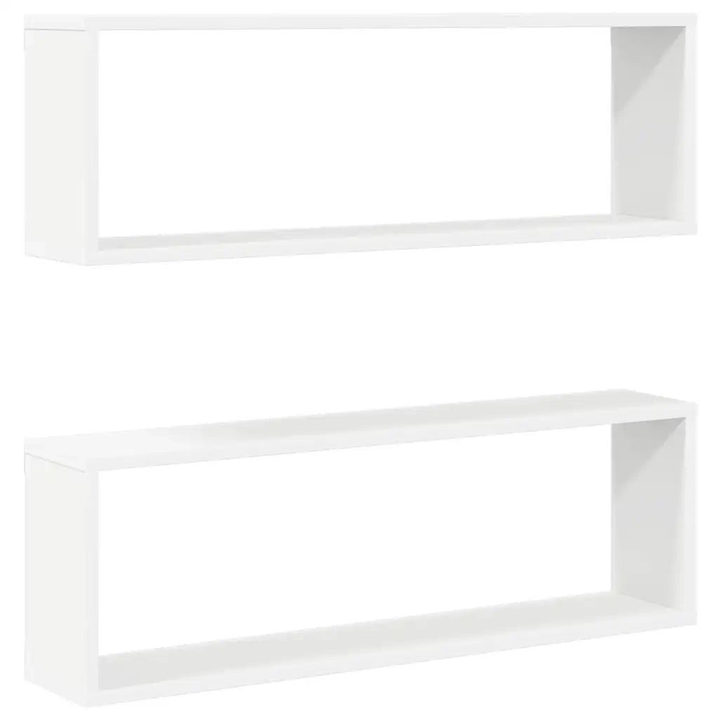 Mensole Parete a Cubo 2pz Bianco 80x15x26,5cm Legno Multistrato