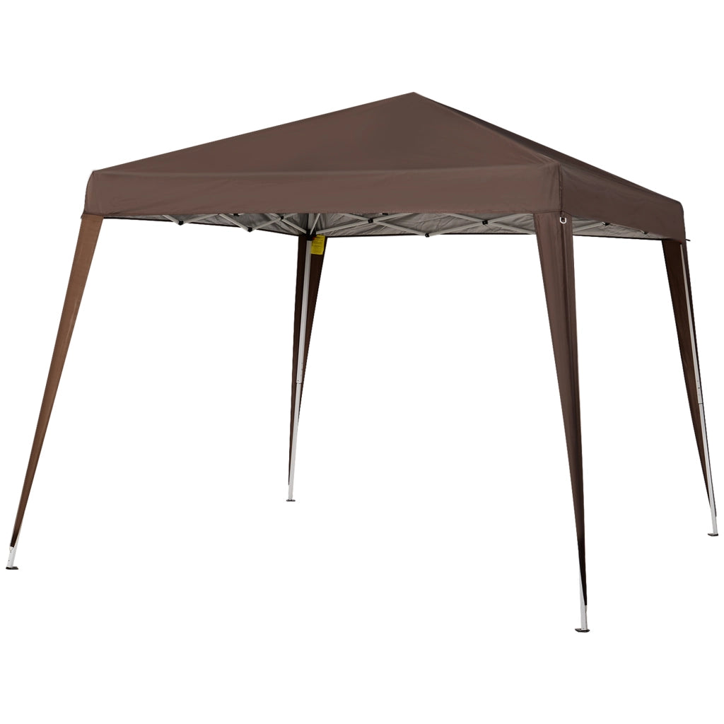Gazebo Pieghevole da Giardino 2.4x2.4m con Struttura in Acciaio e Corde Antivento, Caff¨¨