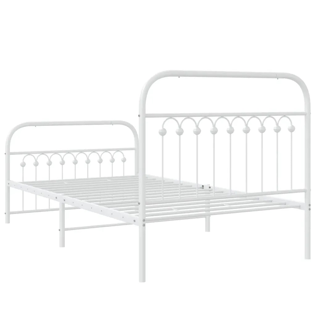 Giroletto con Testiera e Pediera Metallo Bianco 100x190 cm