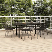 Set da Pranzo da Giardino 7 pz Nero in Polyrattan 3157870