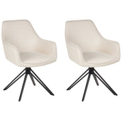 Set di 2 Sedute imbottite in tessuto beige gambe in metallo girevoli in stile retrò