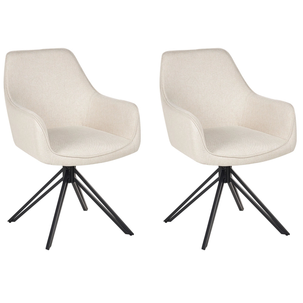 Set di 2 Sedute imbottite in tessuto beige gambe in metallo girevoli in stile retrò