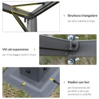 Gazebo Pergola 3x3m da Giardino in Metallo con Tettuccio Scorrevole Bianco Crema, Pergola da Giardino a Parete