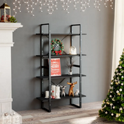 Libreria a 4 Ripiani-Scaffale per Libri-Mobile di Stoccaggio Grigia 80x30x140 cm in Legno Multistrato