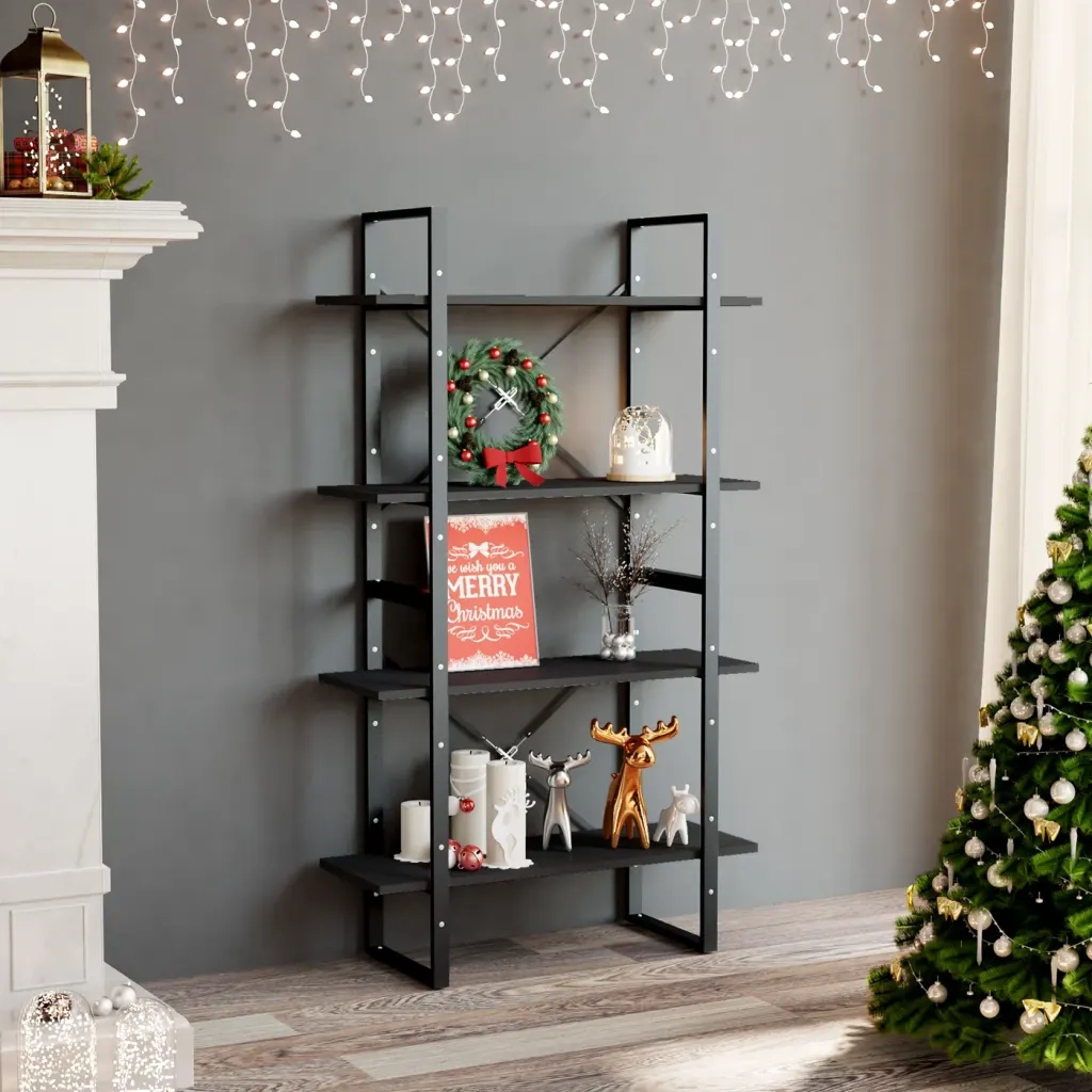 Libreria a 4 Ripiani-Scaffale per Libri-Mobile di Stoccaggio Grigia 80x30x140 cm in Legno Multistrato