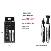 Trade Shop - Mini Rasoio 2in1 A Batterie Taglia Capelli Rifinisci Barba Peli Naso Rif-na011 -