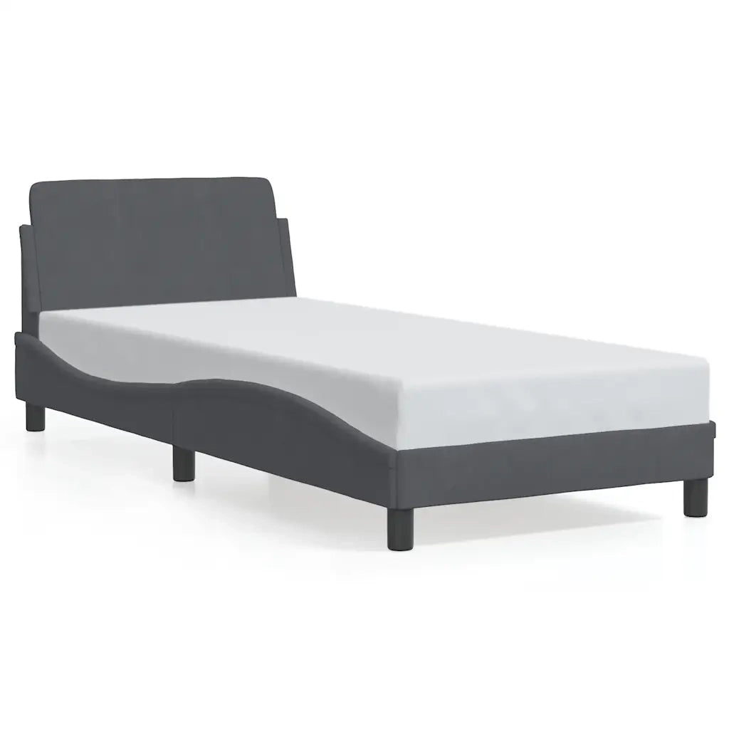 Letto singolo | Letto per adulti | Giroletto Dover Grigio Scuro 90x200 cm Velluto