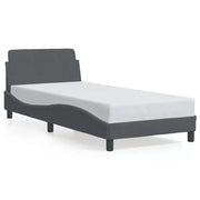 Letto singolo | Letto per adulti | Giroletto Dover Grigio Scuro 90x200 cm Velluto
