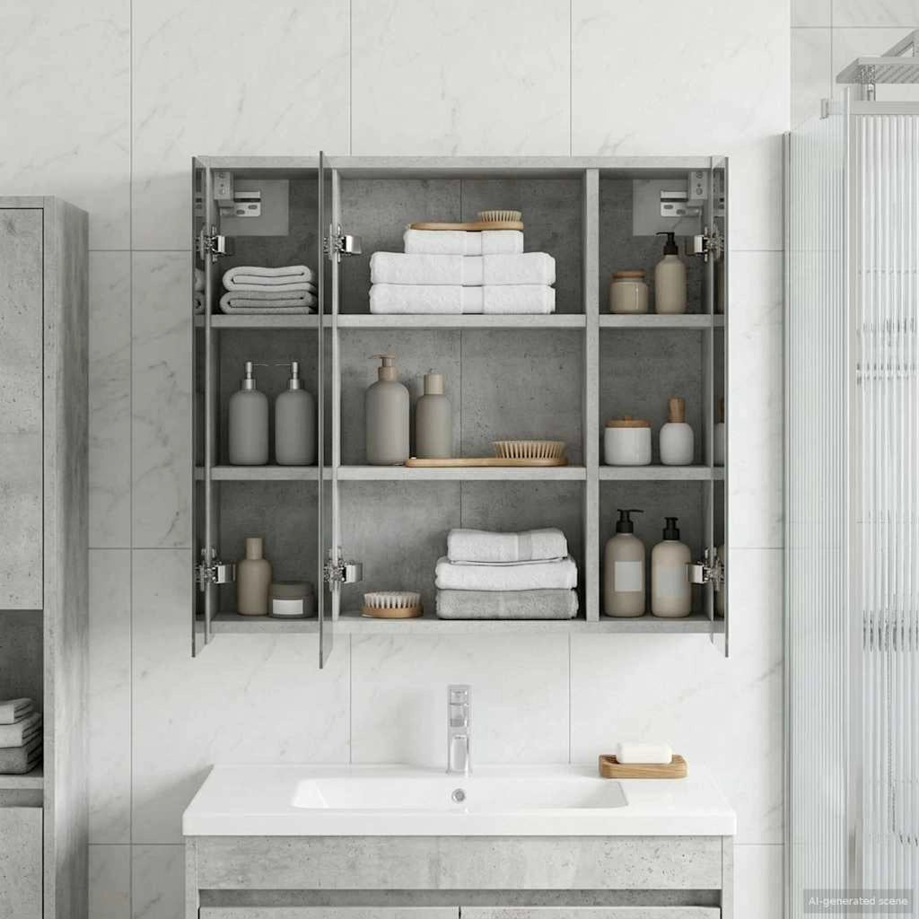 Mobiletto per specchio da bagno Grigio cemento 889154