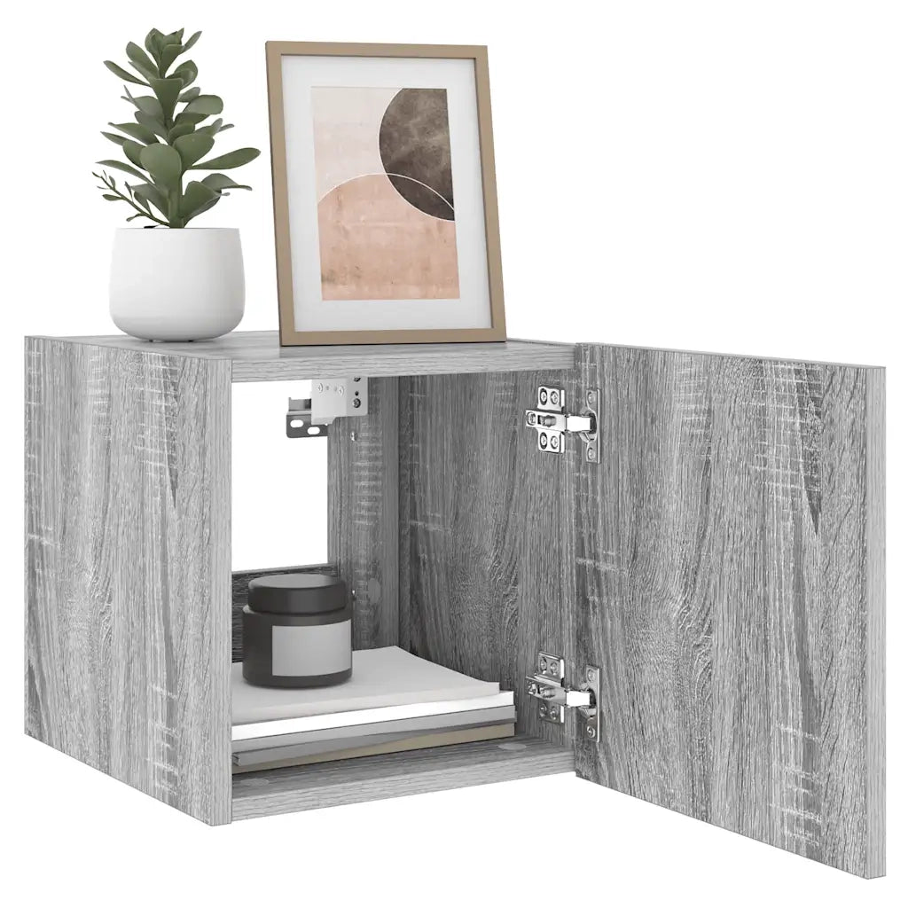 Mobili TV a Parete con Luci LED 2pz Grigio Sonoma 30,5x35x30 cm 837229