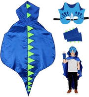 Costume per bambini con tema dinosauro - Cappuccio - Maschera - Bracciali di peluche - Carnevale - Materiale di alta qualità - Abito per bambini