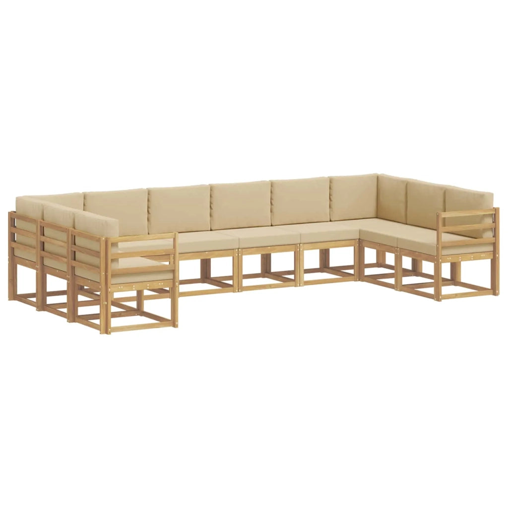 Set di divani da esterno 10 pz Bianco e Beige 3388277