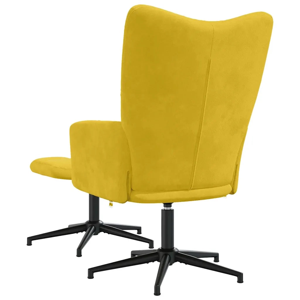 Divano Sedia-Poltrona Relax con Poggiapiedi Giallo Senape in Velluto 641196