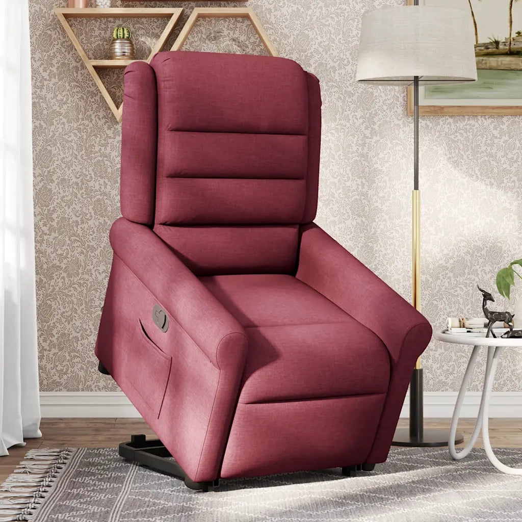 Poltrona Alzapersona Reclinabile Rosso Vino in Tessuto 3303317
