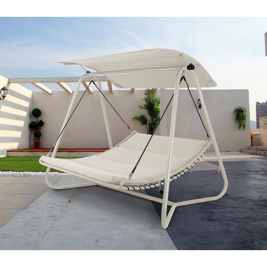 Dondolo Letto da Giardino imbottito 207x142xH172 cm con Tettuccio Regan talpa