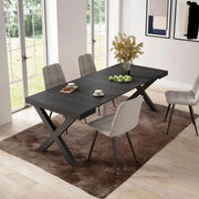Consolle allungabile, 58 fino 222x90x73cm, Per 10 persone, Gambe in legno, Nero RF2787