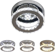 Lampada da soffitto a cristalli a led a 3 colori regolabili - lampada da soffitto a cristalli - 15 W illuminazione da soffitto in acciaio inossidabile - illuminazione per camera da letto soggiorno cucina ingresso - 3000K/4500K/6500K