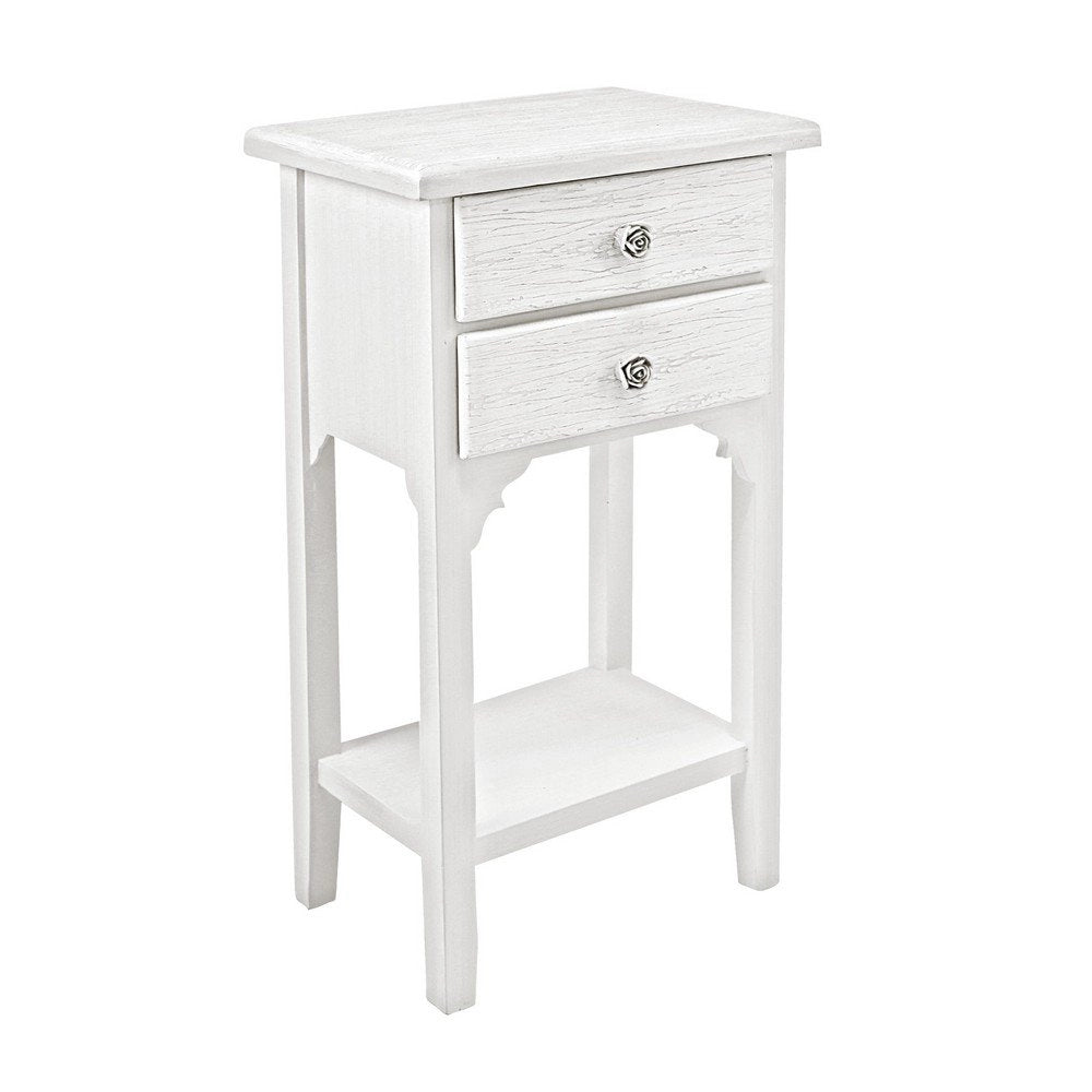 Mobiletto 2 Cassetti Legno Bianco Rustico da Interno - BLAINE