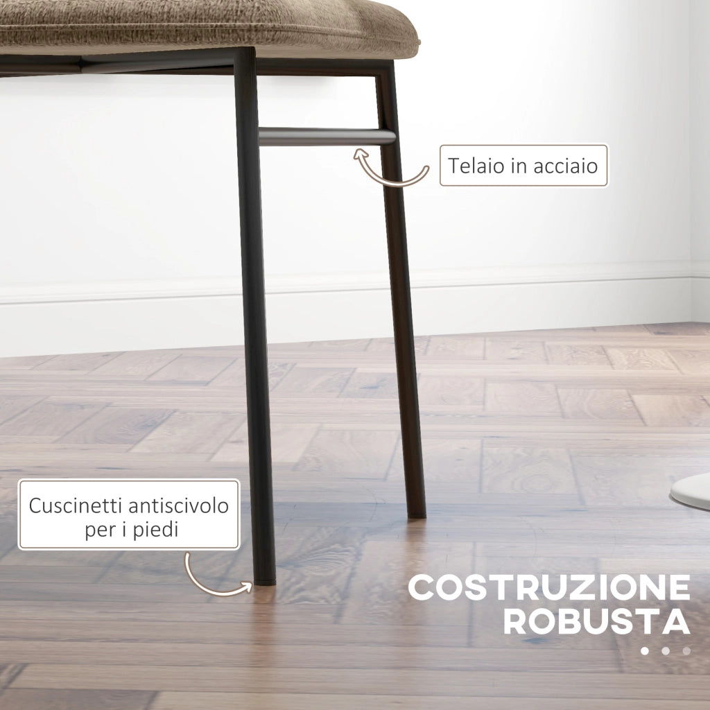 Set 2 Sedie da Pranzo Imbottite in Tessuto ¨C Zephmum ¨C Marrone Chiaro