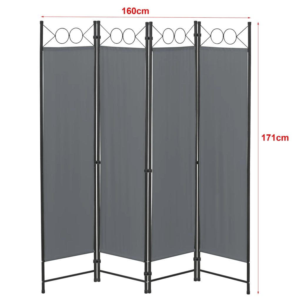 Schermo divisorio per la privacy a 4 pannelli 171 x 160 cm grigio scuro 03_0008062