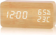 Alarme digitale con 3 sveglie, con lettura temperatura e umidità, attivabile con tocco o audio, con illuminazione regolabile, con ingresso USB