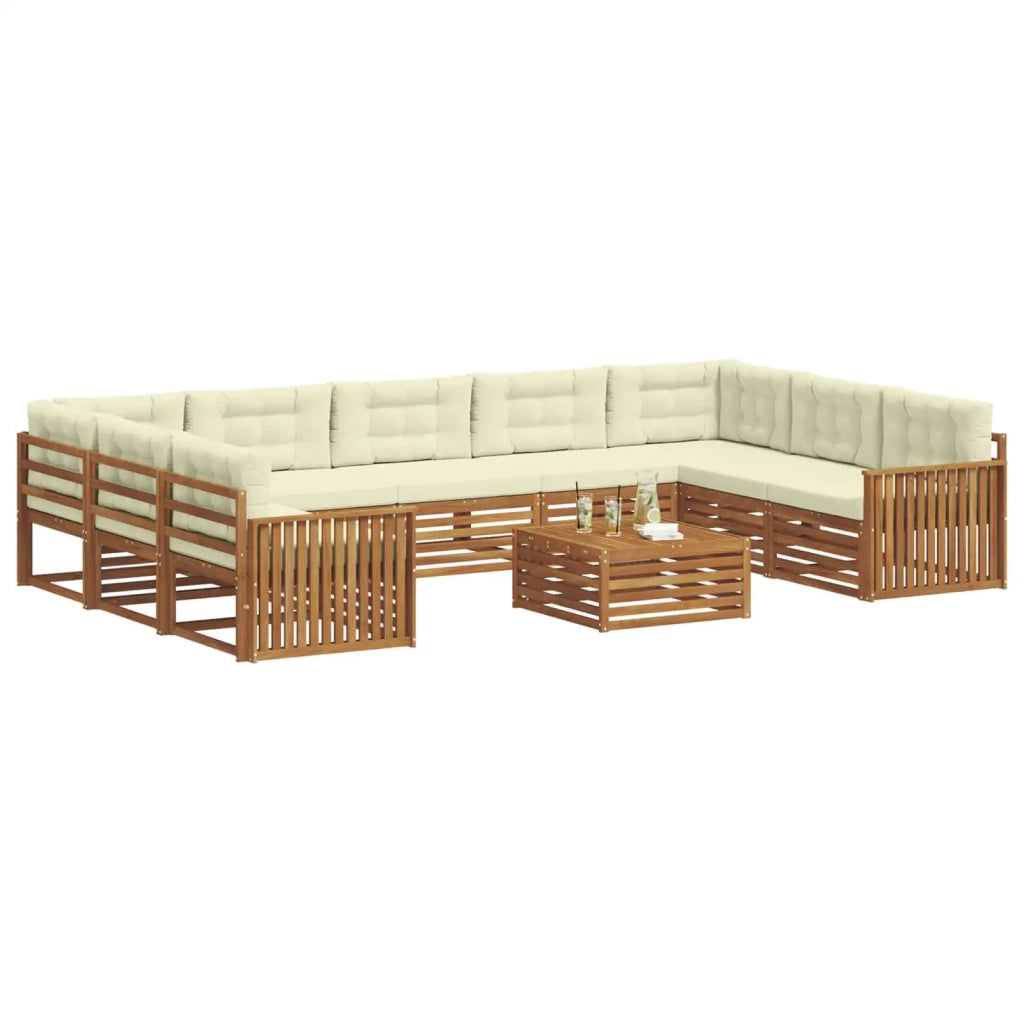 Set di divani da esterno con cuscino 10 pcs Naturale e Crema 3374165