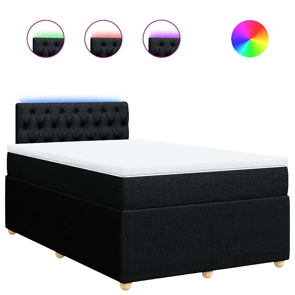 Giroletto a Molle con Materasso Nero 120x190 cm in Tessuto