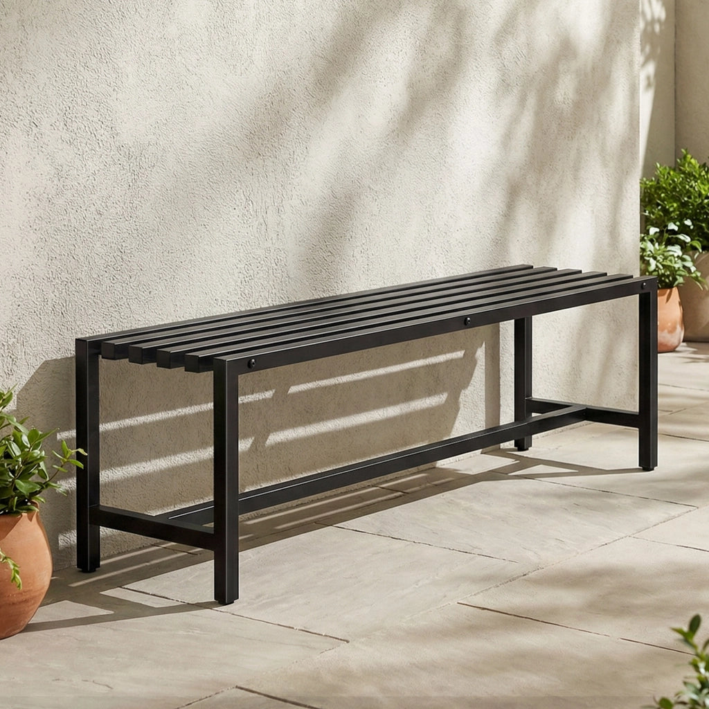 Panchina da Esterno ¨C Zephmum ¨C Nero Polyrattan 120x50x45