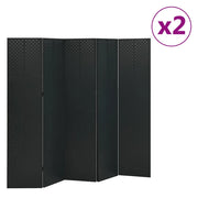 Paravento a 5 Pannelli 2 pz Nero 200x180 cm in Acciaio