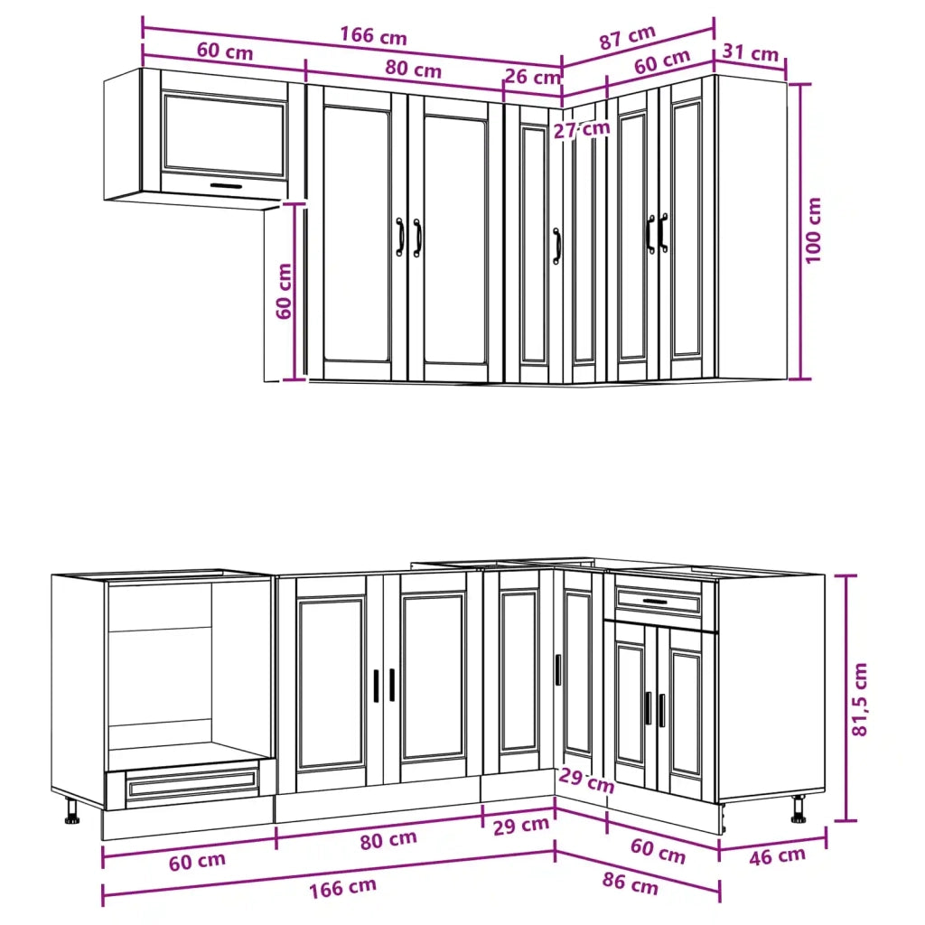 Unità Cucina PORTO 8 pcs Bianco Legno ingegnerizzato 3438497