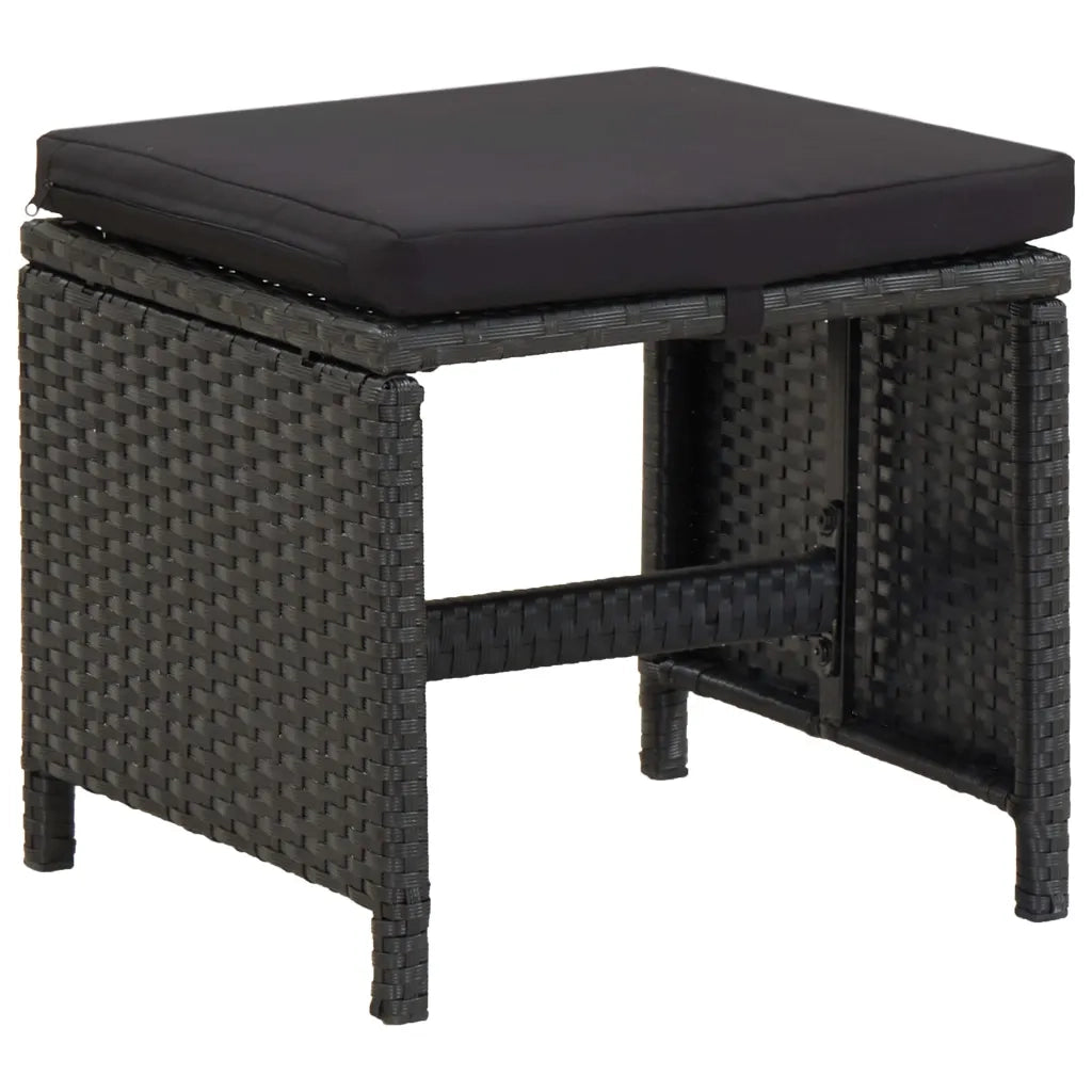Sgabelli da Giardino 2 pz con Cuscini in Polyrattan Nero 316758