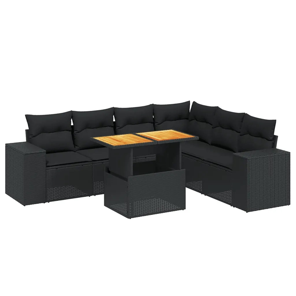 Set Divani da Giardino con Cuscini 7pz Nero Polyrattan 3272651