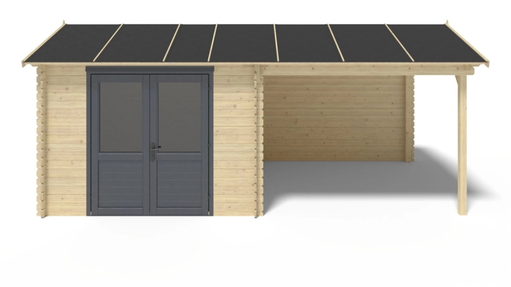 Casetta da giardino in legno - 17.4m2 - 5.79x3m - 28mm - colore: naturale - DOM639 - ALTANKA