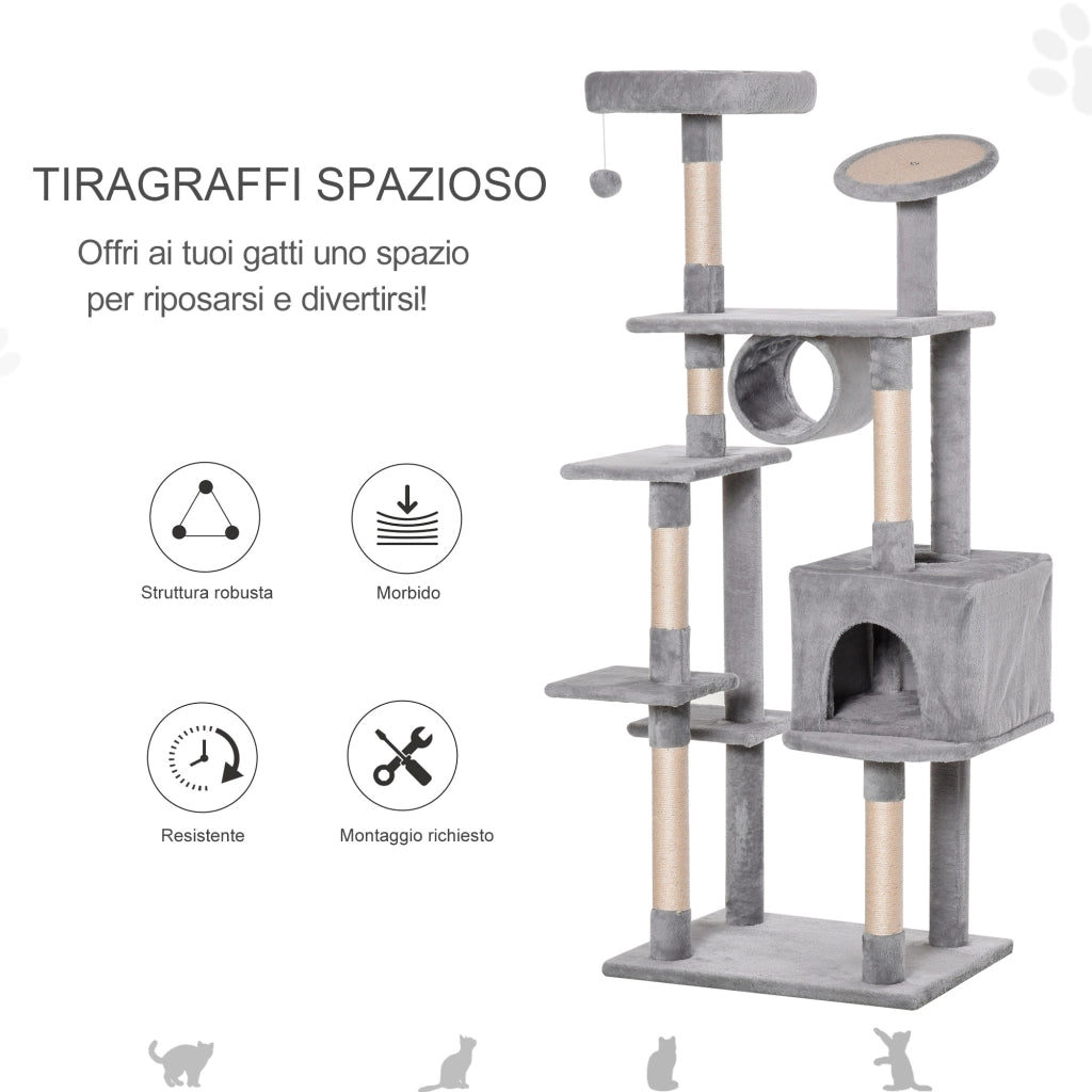 Tiragraffi per Gatti ¨C zephmum ¨C Grigio, 60x50x165cm