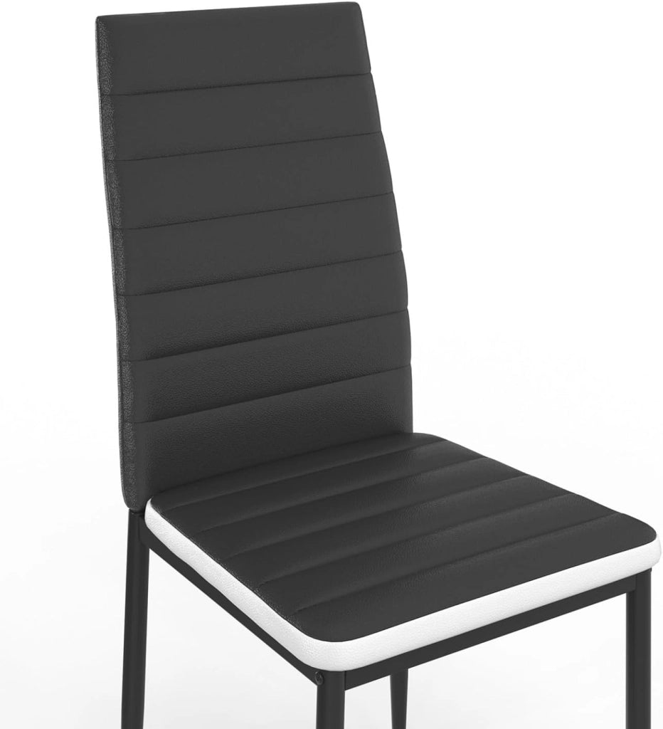 Set di 4 sedie da pranzo ROMANE nere con fascia bianca