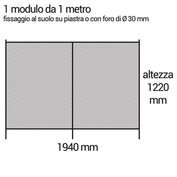 Recinzione Beethoven Rigida H 1,22 X 1,94 M Lunghezza: 1.94 m, Altezza: 1.22 m