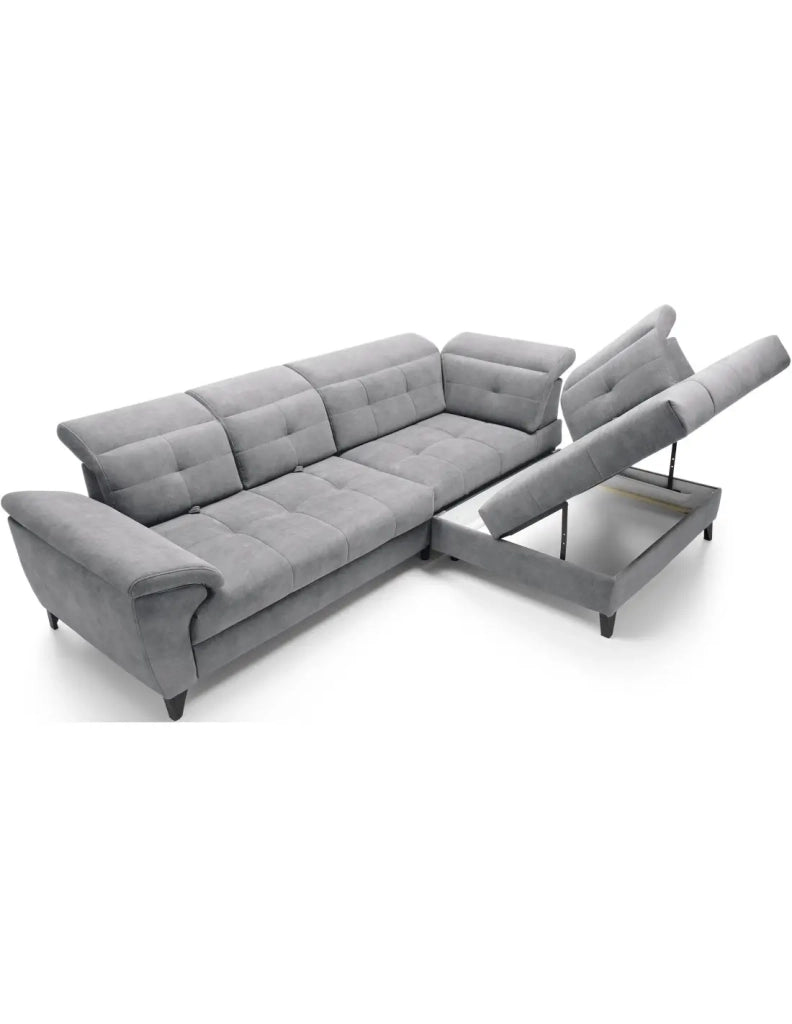 Divano ad angolo Grigio 5 posti angolo destro design moderno INFERNO