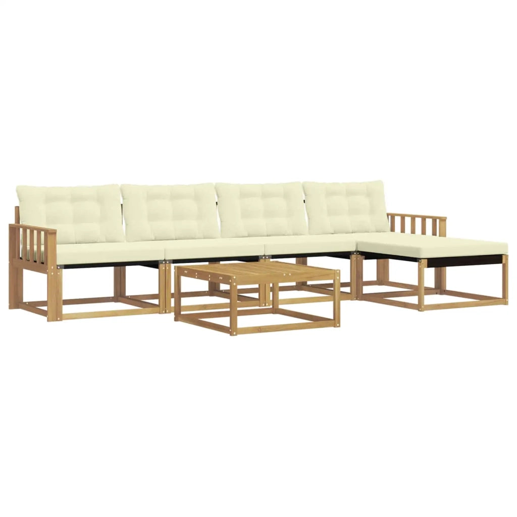 Set di divani da esterno 6 pcs Bianco e Crema