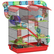 Gabbia per criceti con tunnel ¨C zephmum ¨C 47x30x59 cm rosso
