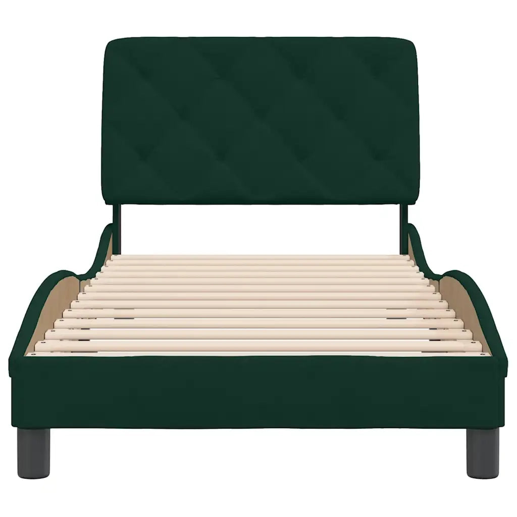 Giroletto senza Materasso Verde Scuro 90x190 cm in Velluto