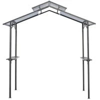 Gazebo da Giardino per Barbecue, Doppio Tetto Anti-UV e Struttura in Acciaio con Mensole, 240x150x250cm, Nero
