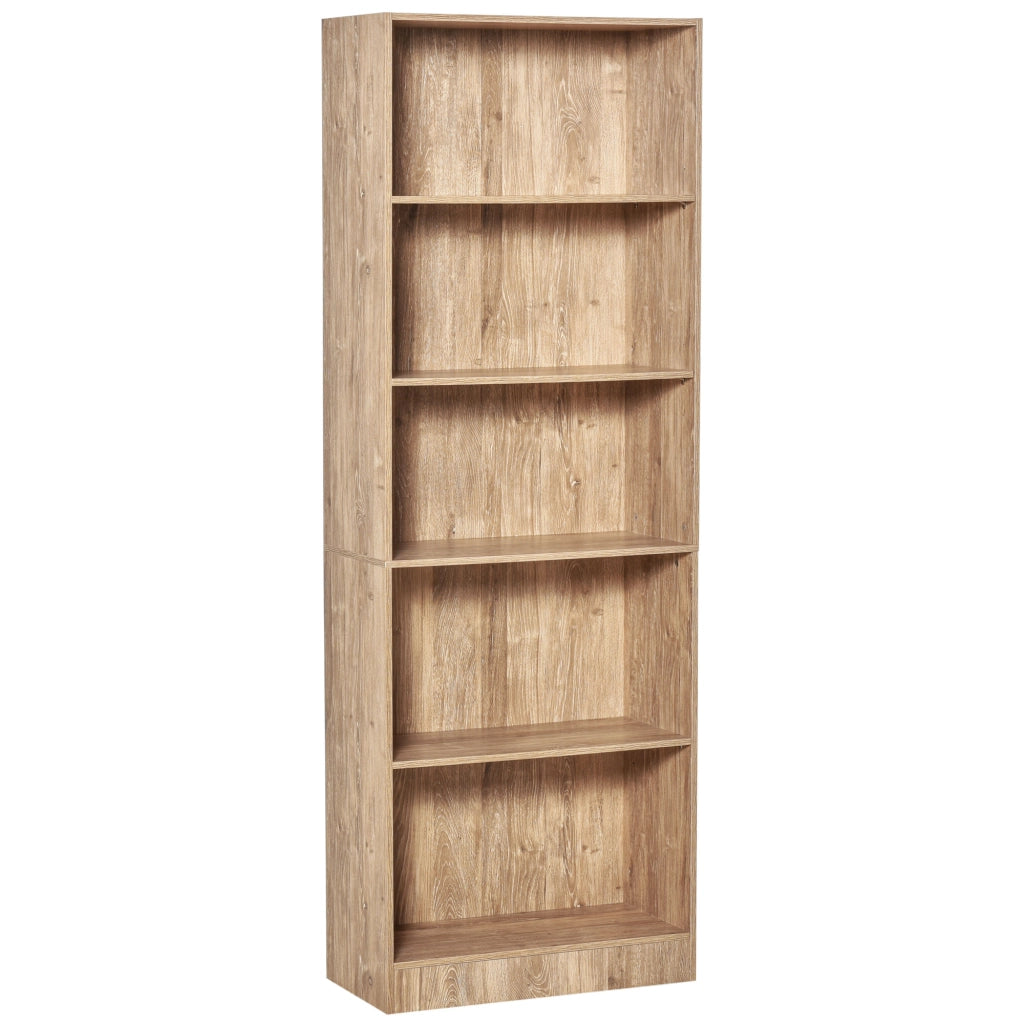 Libreria 5 Livelli con Ripiani Ajustables ¨C zephmum ¨C 63x29,5x176 cm Legno Naturale