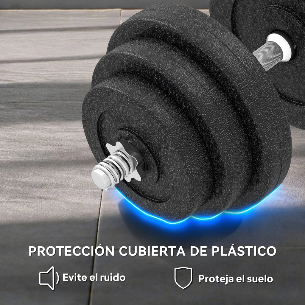 Set di manubri regolabili 40 kg ¨C zephmum ¨C 4x5 kg 4x2,5 kg 4x1,5 kg con 2 barre ?25x450 mm