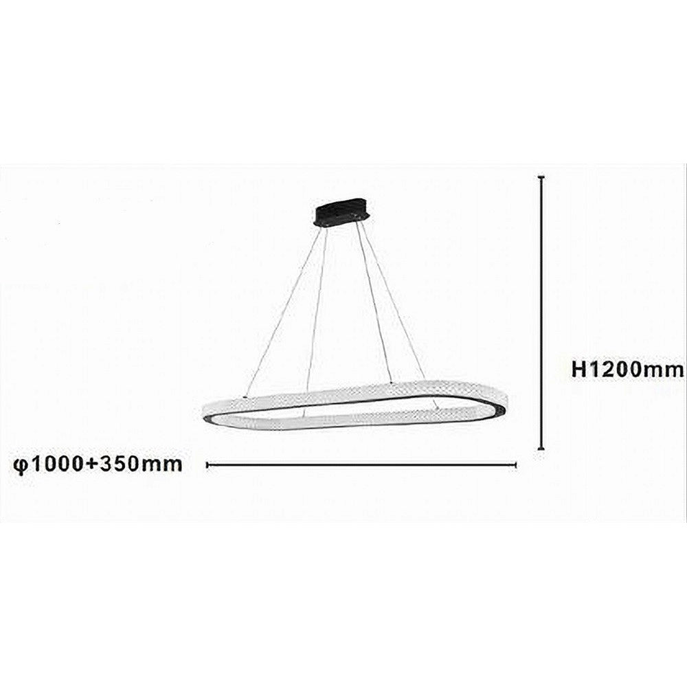 Trade Shop - Lampadario A Sospensione Led 82 W Ovale Lampada Orizzontale Cristallo Nero 31982 -