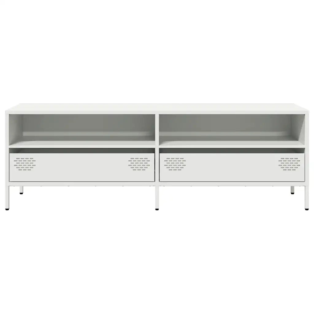 Mobile TV Bianco 135x39x43,5 cm in Acciaio Laminato a Freddo