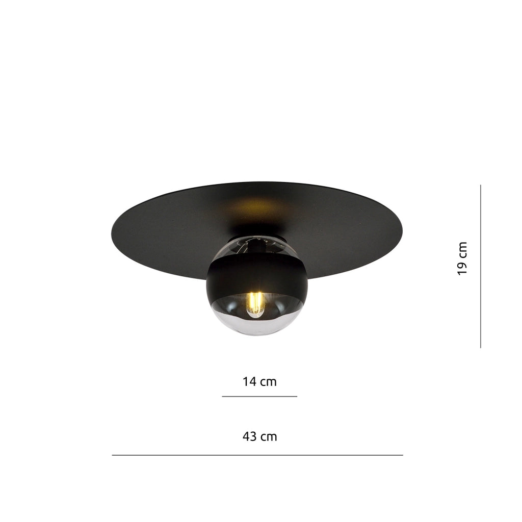 Plafoniera Minimal Mnemosine Acciaio Nero 1 Luce E14 Ip20