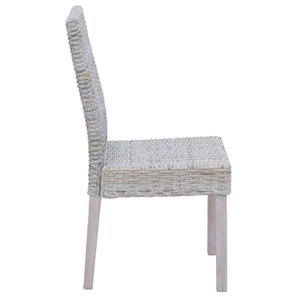 Sedia da pranzo 2 pcs Rattan Kubu e Legno Massello di Mogano