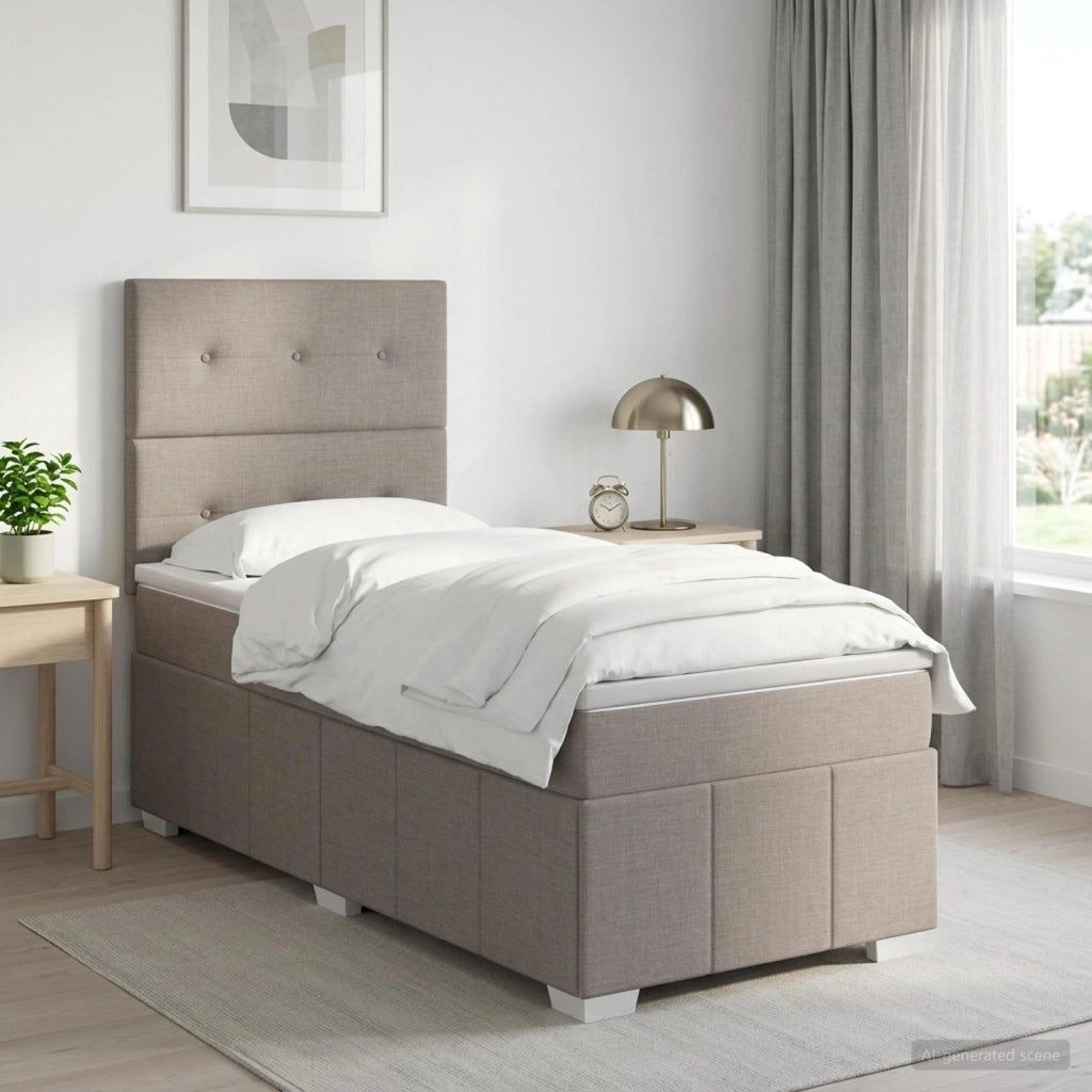 Letto box spring con materasso Tortora 100 x 200 cm Tessuto 3454075