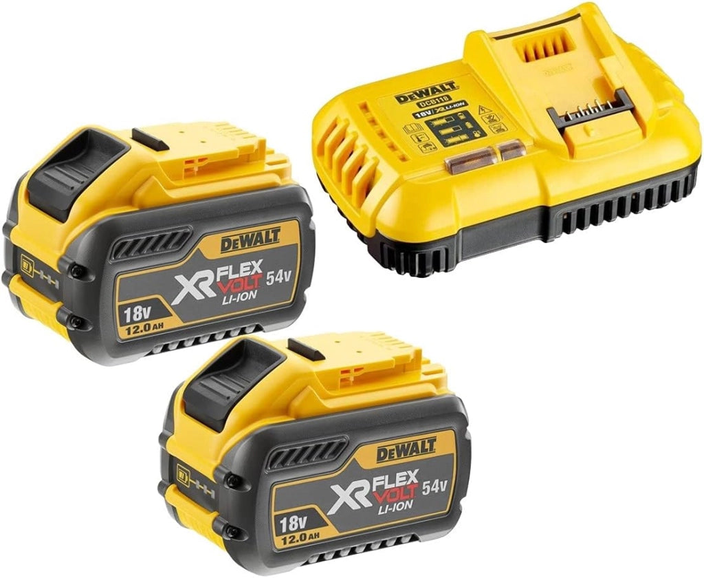2 batterie Dewalt DCB548 de 18 V / 54 V XR Flexvolt 12.0 Ah + DCB118 Flev Volt caricabatterie