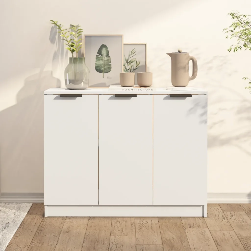 Credenza | Madia | Buffet da pranzo | Armadio da pranzo Bianca 90,5x30x70 cm in Legno Multistrato